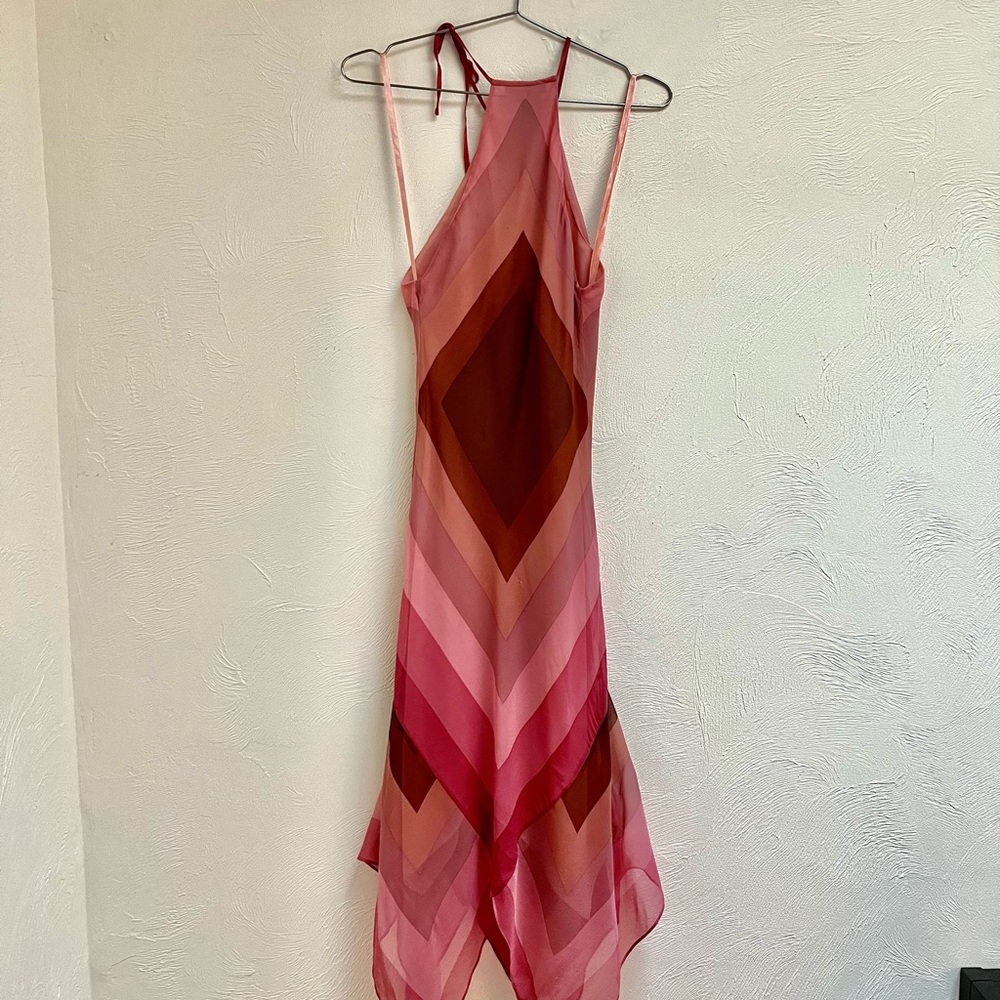 Bcbg max azaria pink and brown scarf dress